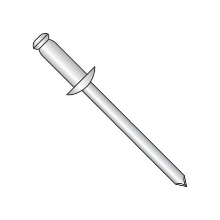 Newport Fasteners Blind Rivet, Dome Head, 1/8 in Dia., 0.775 in L, Aluminum Body, 9000 PK 239476